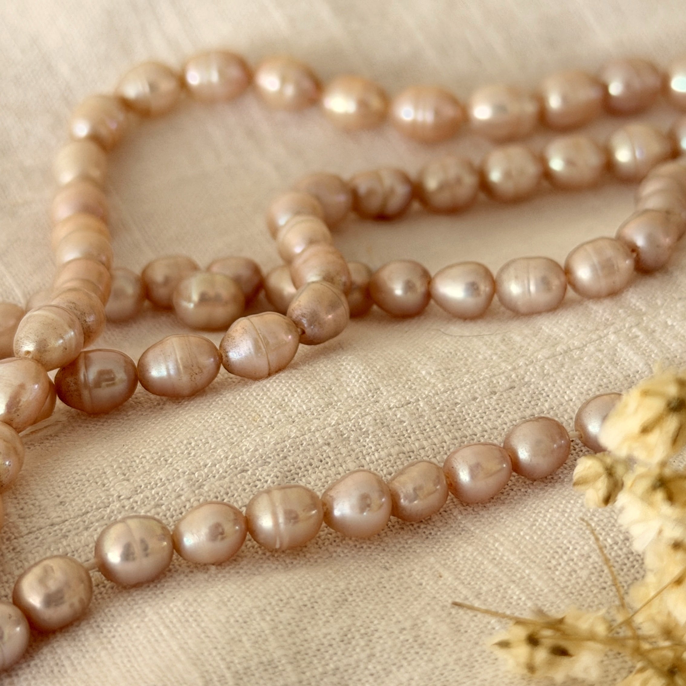 Freshwater pearls on handmade rosary made in Dublin